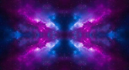 Fototapeta premium Vibrant symmetrical abstract art with purple blue and pink hues