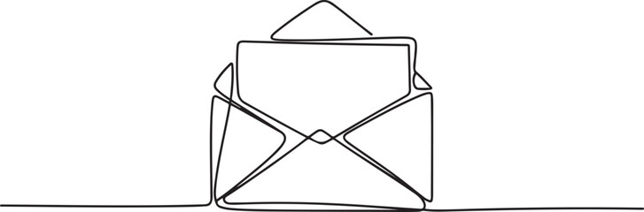 Fototapeta premium Continuous line drawing of open envelope with a letter. one line Icon drawing