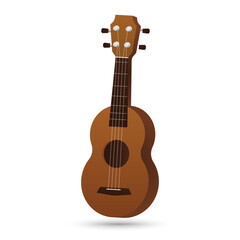 Obraz premium Small wooden ukulele guitar flat vector illustration