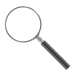 A magnifying glass with a black handle