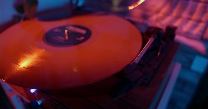 Vinyl Record Player spinning an album