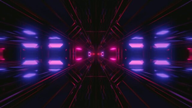 A tunnel of neon lights stretches ahead, creating a vibrant motion effect. The colors change as the viewer moves deeper into the tunnel. This scene is perfect for a live wallpaper.