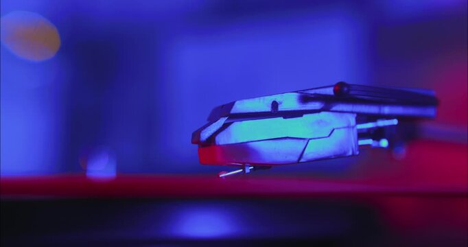 Macro shot of a turntable