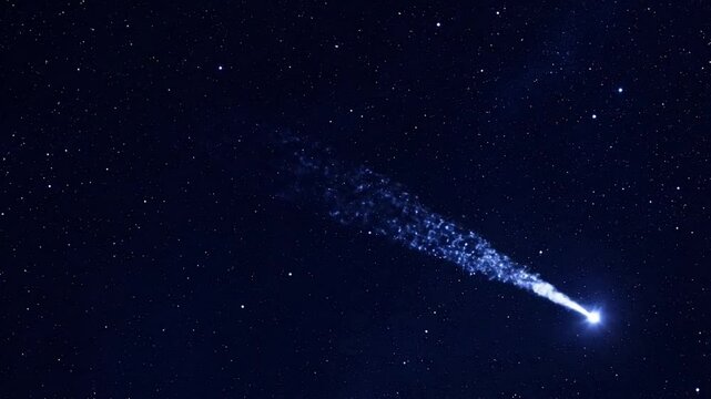 Bright Shooting Star Streaking Across a Starry Night Sky