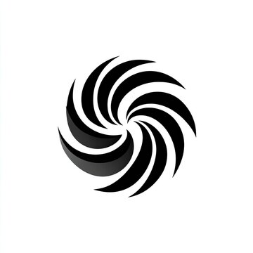 Abstract black and gray swirling design against a white background, suggesting motion
