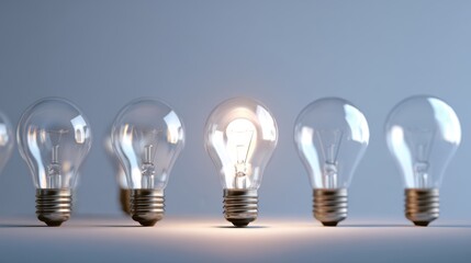 The Lightbulb Standing Out Among Identical Bulbs Representing Innovation And Bright Ideas