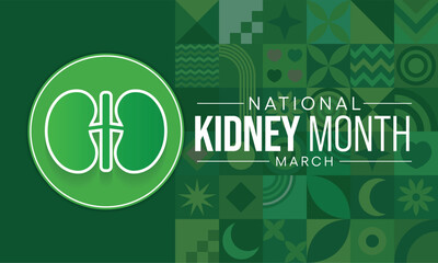 Fototapeta premium National Kidney month observed annually in March to raise awareness about kidney disease. Vector illustration.