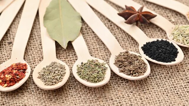 Video of a mix of aromatic spices