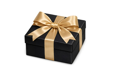 Fototapeta premium Luxury gift box with elegant gold ribbon and bow
