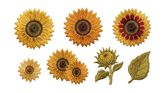 Embroidered sunflower patches .