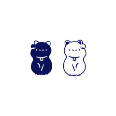 Fototapeta premium 招き猫のイラスト素材_単色 