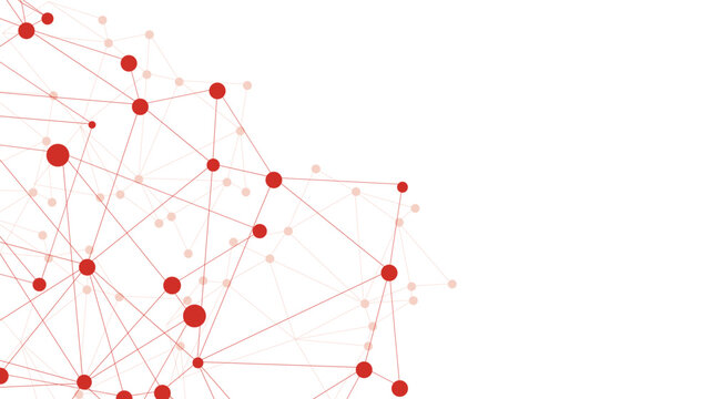 Abstract red network connection dots and lines technology background with vector illustration