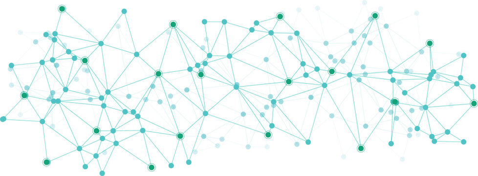 Abstract network connection background with green dots and lines with vector illustration