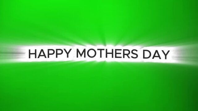 A vibrant green stock video thumbnail features a central white bar with radiating light, displaying "HAPPY MOTHERS DAY."


