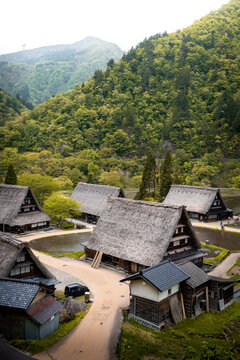 Cinematic Rainy Morning in Gokayama with Traditional Gassho-Zukuri Farmhouses, Japan