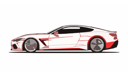 Obraz premium Stylish Red and White Sports Car Vector Template Modern Luxury Auto Illustration