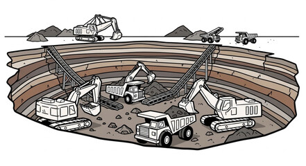 Open Pit Mine with Heavy Machinery. © yani