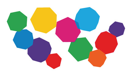 vibrant geometric shapes overlapping and scattered creating a colorful abstract pattern design