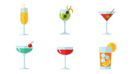 A Collection of Flat Design Cocktails and Drinks for Your Next Celebration