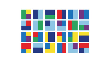 Abstract geometric pattern of colorful squares and rectangles in a grid format