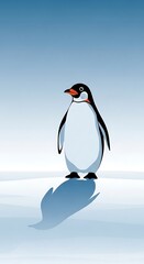Obraz premium Penguin standing on ice landscape alone.