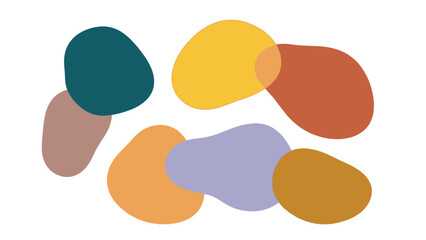 Abstract organic shapes in warm and cool color palette overlapping creating a modern graphic