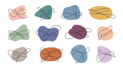 Abstract organic shapes and lines in pastel colors, minimalist design