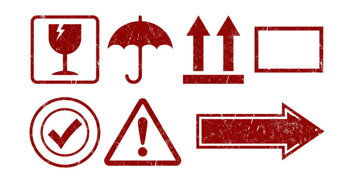 Distressed rubber stamp shipping marks .