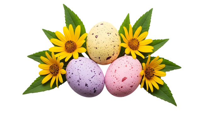 Easter eggs and sunflowers spring celebration holiday decoration
