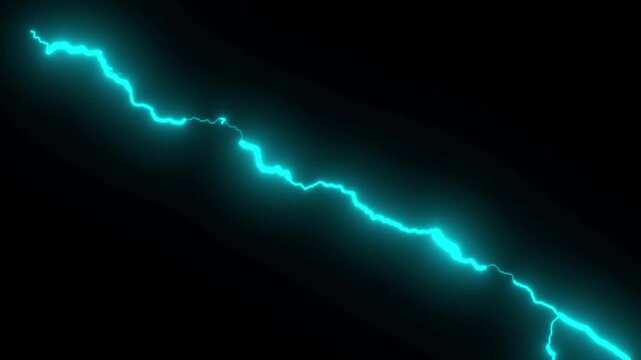 Realistic Lightning Strike Packs , Blue Electrical Storm Over. Blue lightning striking on black screen, Lightning Bolt Strikes Down, Abstract VFX Animation for Backgrounds and Visual Effects Projects