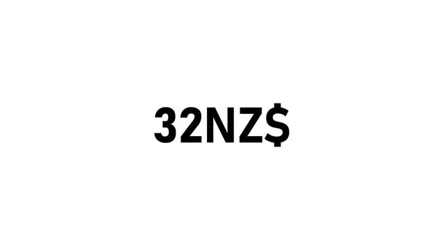 New Zealand Dollar Animated Counting Sequence from 0 to 600 on Minimalist Background.