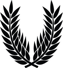 Black Stylized Laurel Wreath or Wheat Branches Vector