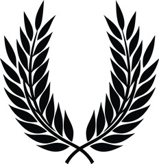 Black Stylized Laurel Wreath or Wheat Branches Vector