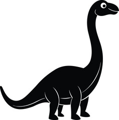 Cute Black Long-Necked Dinosaur Vector Silhouette © MostTanzila