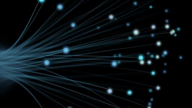 Digital animation glow blue line node pathway ai artificial intelligence datum activation visualisation interaction abstract digitization virtual interface communication pattern information digital