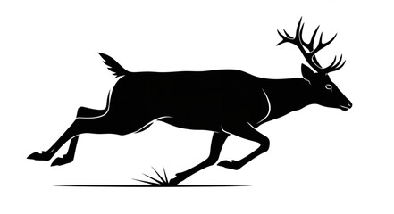 Obraz premium Running Deer Silhouette with Antlers.