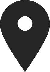 Map pin icon with a white circle signifies a precise location.