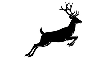 Obraz premium Running Deer with Antlers Silhouette.