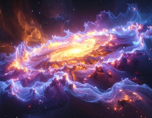 Obraz premium Colorful cosmic nebula abstract space background with glowing light