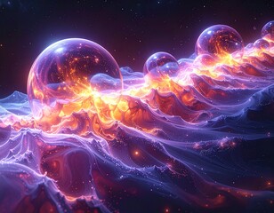Fototapeta premium Colorful cosmic nebula abstract space background with glowing light
