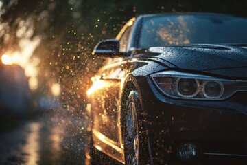 Fototapeta premium Car washing with high pressure water spray