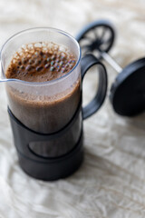  Close-Up of Brewing Coffee with French Press