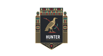 Hunting Badge with Pheasant Bird Illustration.