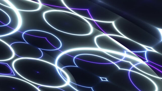 Abstract motion graphics with glowing lines on dark background