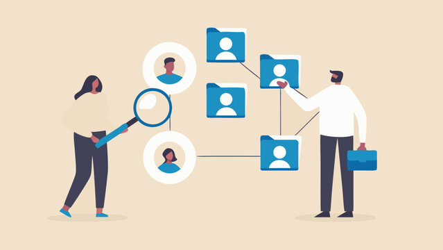 Team collaboration and human resources management visualized with connecting profiles