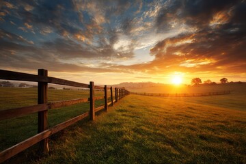 Obraz premium Countryside landscape at glowing morning sunrise