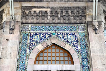Ottoman Architecture Detail of Hobyar Mosque with Traditional Turkish Blue Tiles