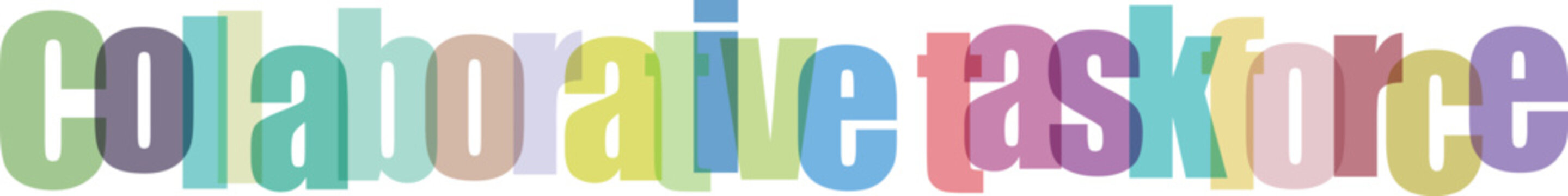 Collaborative task force colorful text 3d effect on checkered background