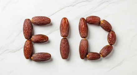 Eco Friendly Logo Made from Almonds on Marble.