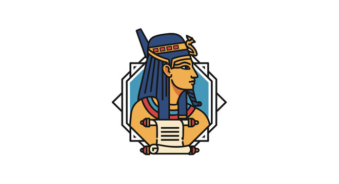 Ancient Egyptian Scribe Illustration with Headdress.
